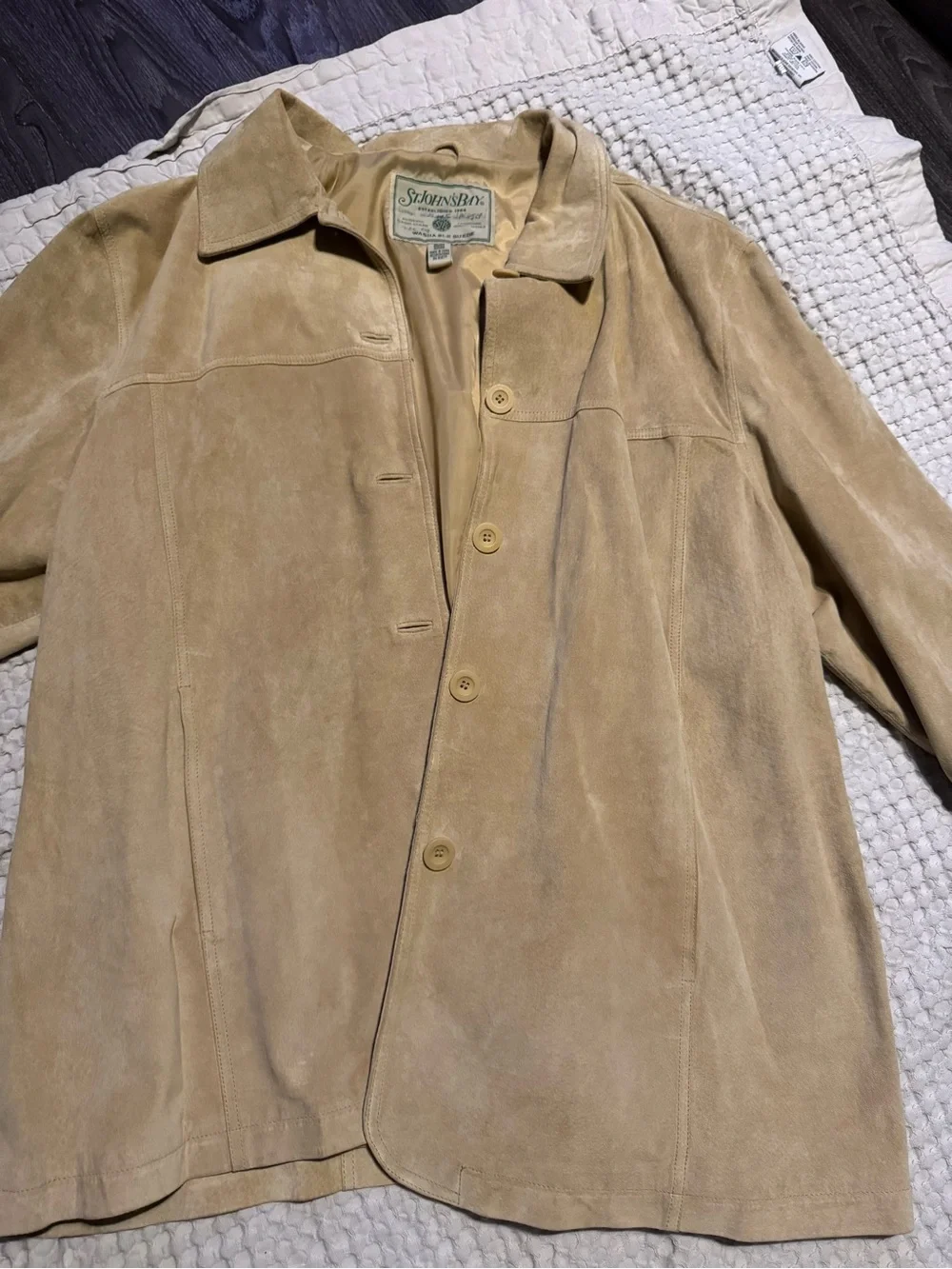 St. John's Bay Men's Light Tan Suede Button-Front Jacket